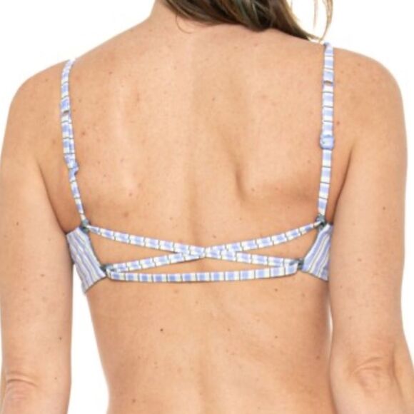 prAna XS Jess Gemma Reversible Swim Bikini Set Spotted Green Blue Yellow Stripe - Picture 9 of 17